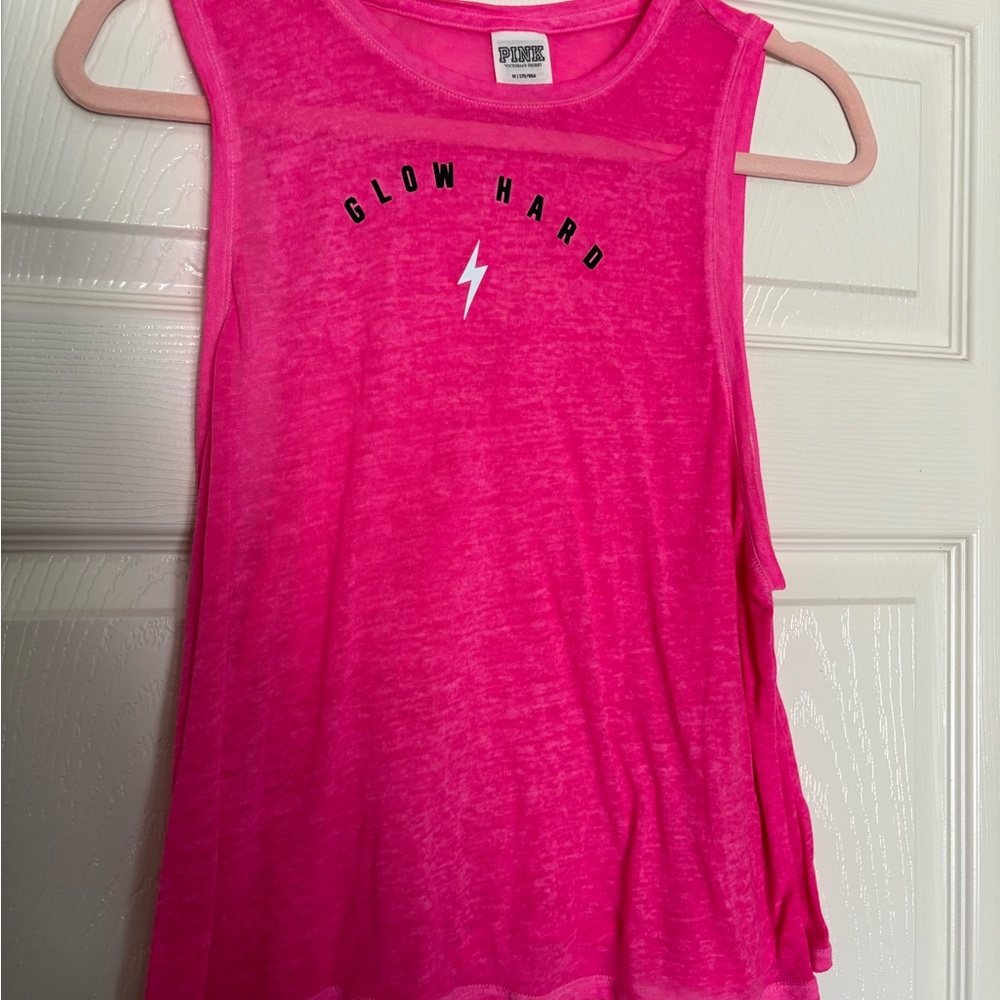 Victoria's Secret PINK Hot Pink Graphic Muscle Tank